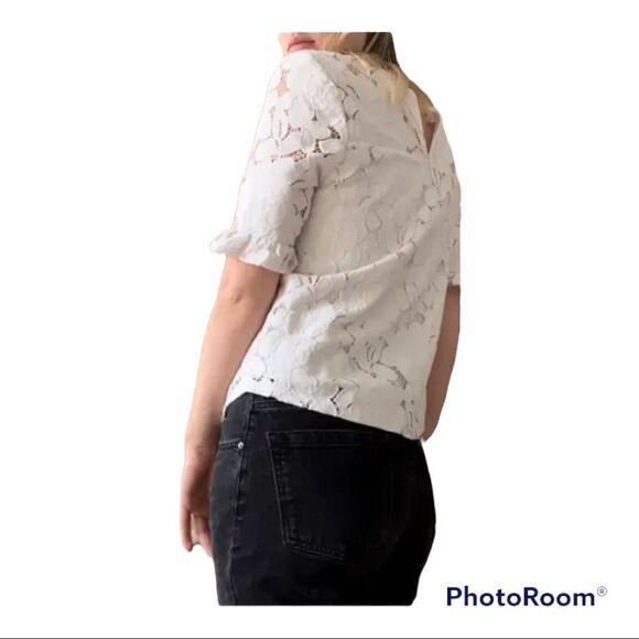 Monteau Short sleeve Lace Blouse S - Picture 2 of 8
